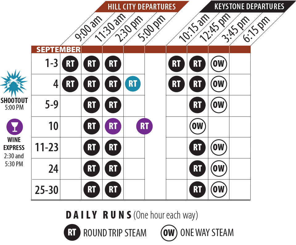 Train Schedule 1880 Train 2015 Season