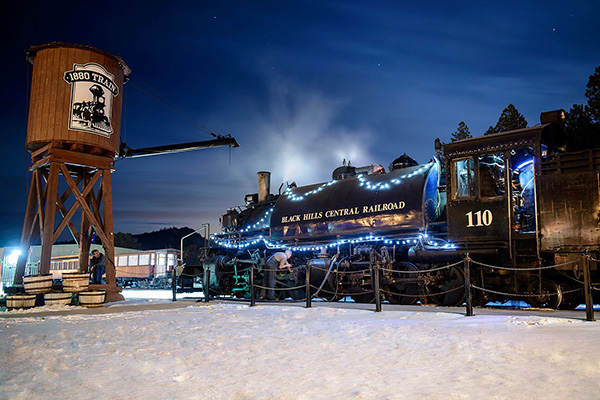 1880 Train Holiday Express at night