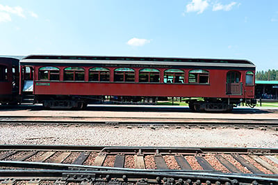 Exterior of the Edward Gillette enclosed passenger railcar.