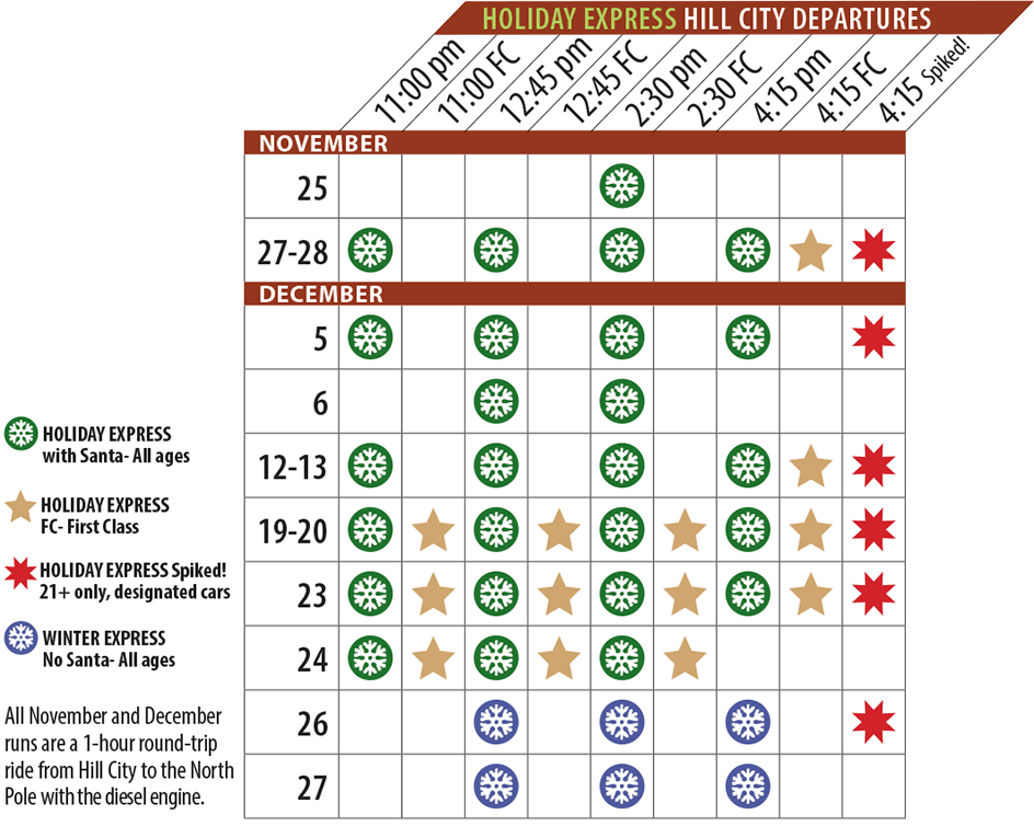 1880 Train 2026 Holiday Express Schedule