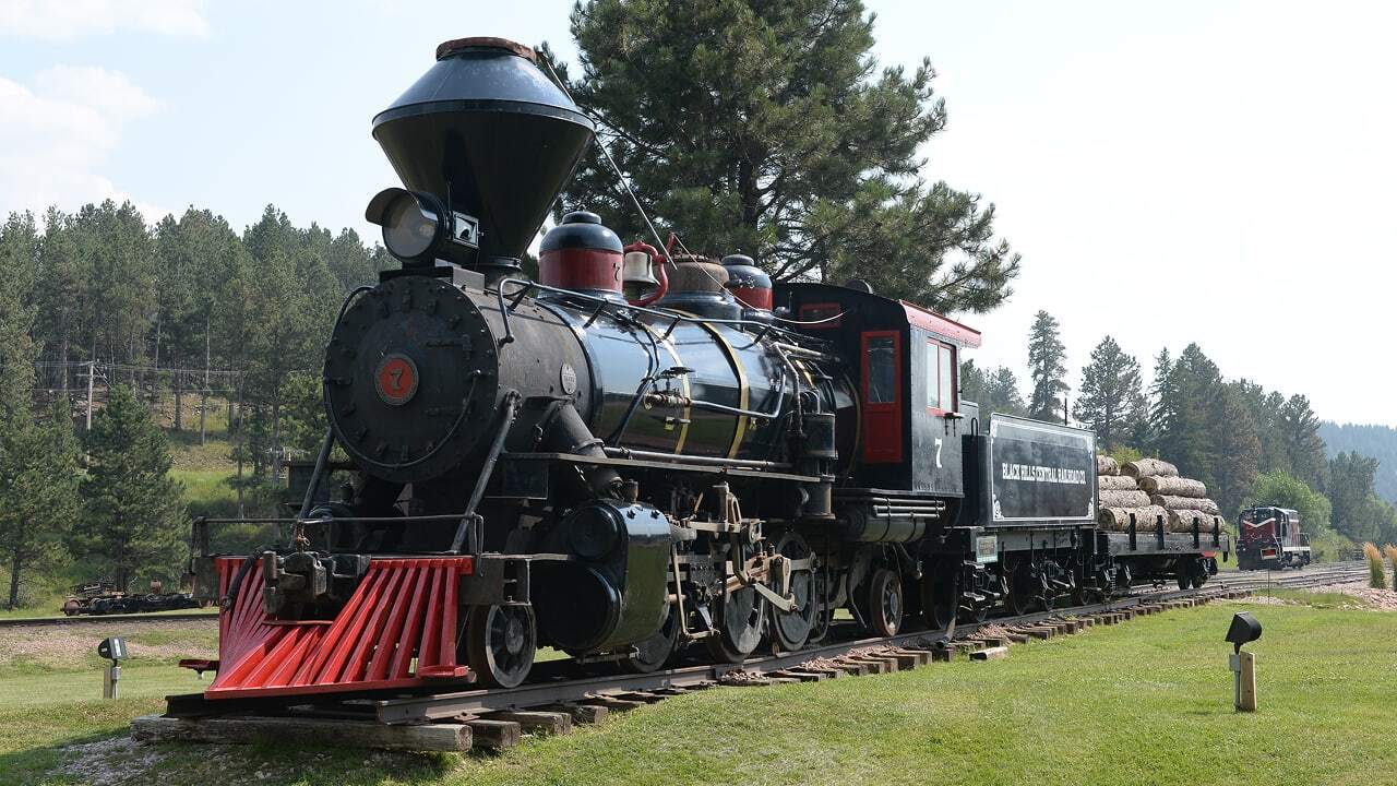 Exterior image of locomotive number 7, the iconic image. 