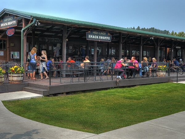 Exterior view of the High-Liner Eatery on a busy day.